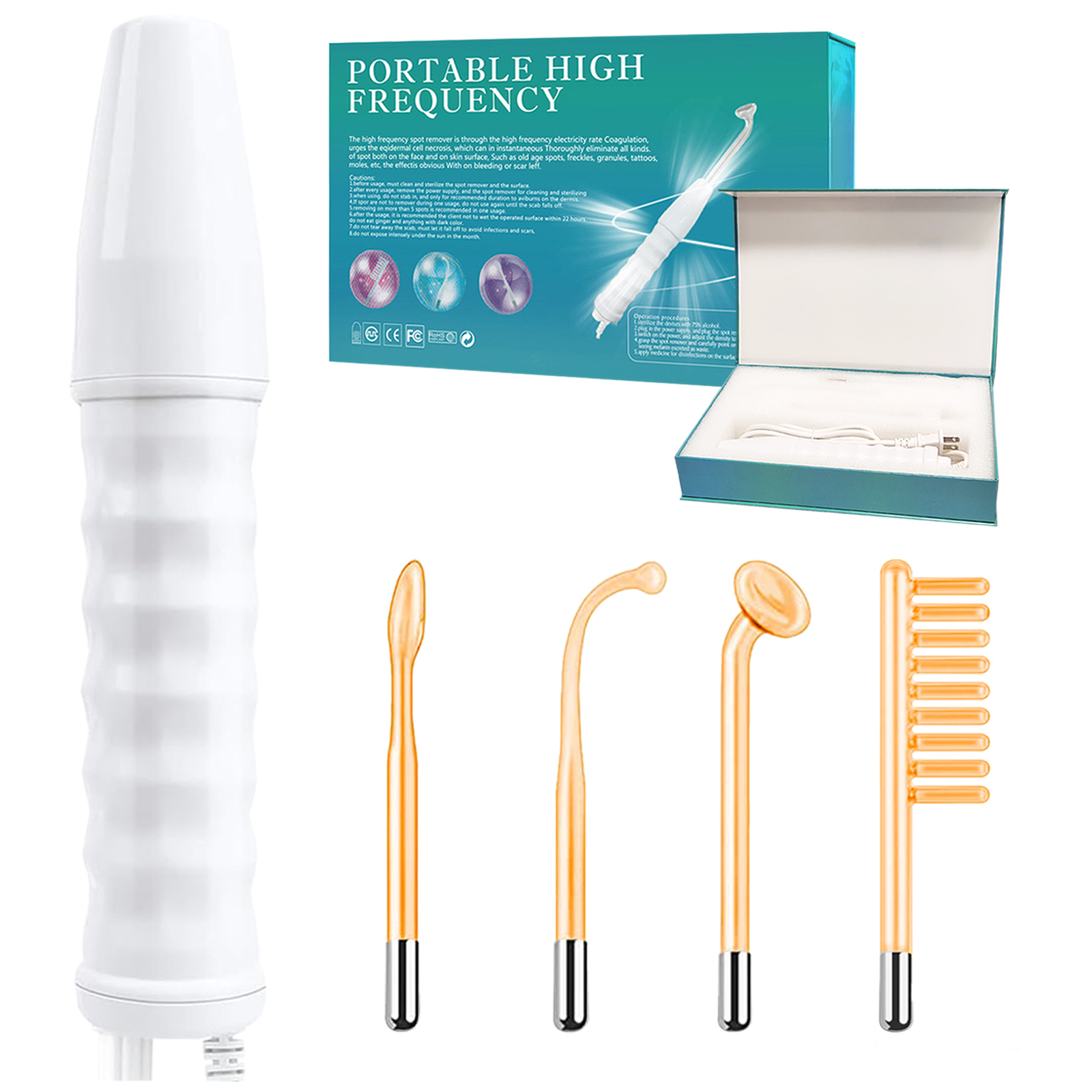 Darsonvals High Frequency Facial Machine Portable Comb Therapy Wand Face Care Acne Treatment Beauty Equipm