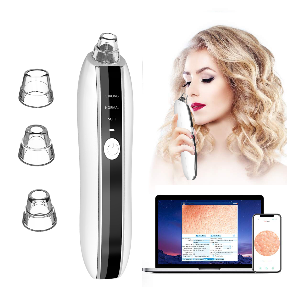 Face Beauty Visible HD Comedone Acne Extractor Electric Painless Facial Nose Skin Pore Cleaner Remover Blackhead Vacuum Suction