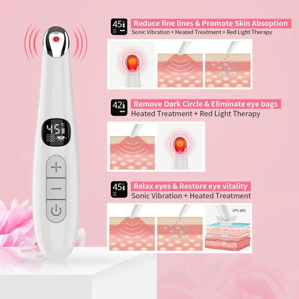 Hot Compress Eye Bags Removal Massager Rechargeable Anti-aging Eye Massager Eye Beauty Pen Skincare Massage Wand