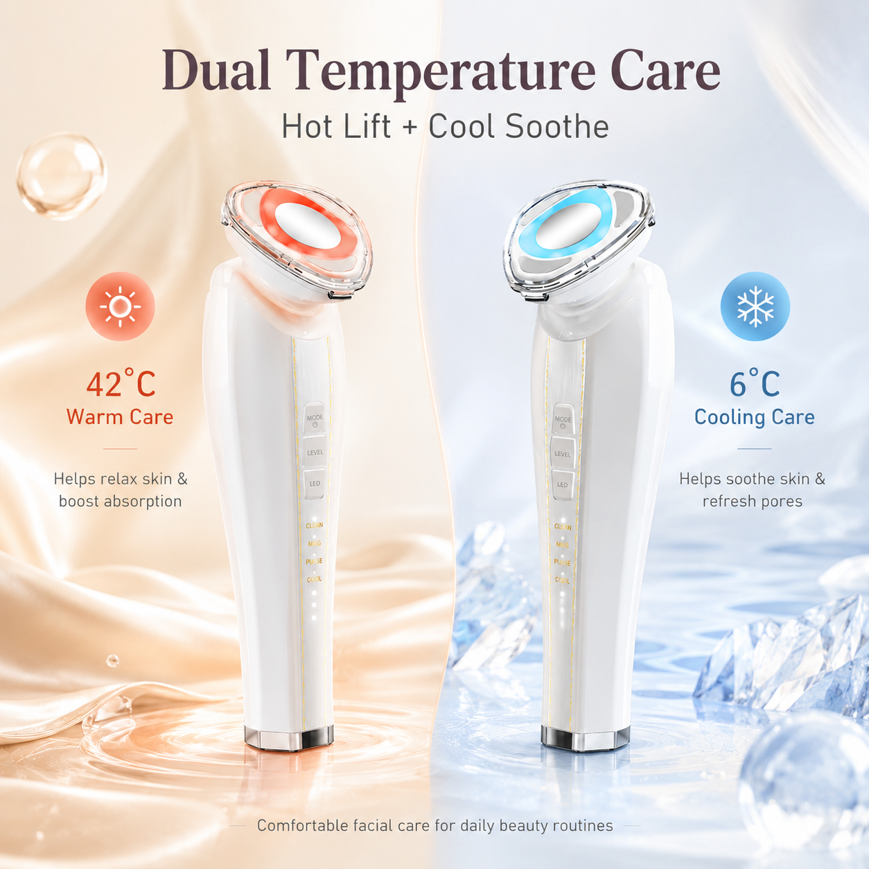 Facial Massager Heating and Cooling Beauty Device Warm Lift Cool Soothe Home Use Face Lift Anti Aging Skin Beauty Device