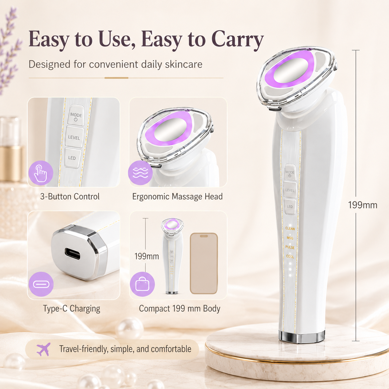 Facial Massager Heating and Cooling Beauty Device Warm Lift Cool Soothe Home Use Face Lift Anti Aging Skin Beauty Device