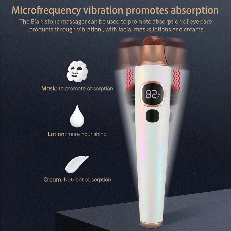 Electric Eye Care Pen Device Anti Age Eye Wrinkle Dark Circle Remover Hot Natural Bian Stone Warm Heat Eye Beauty Massage