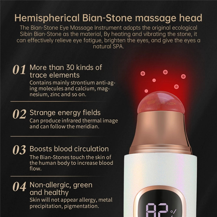 Electric Eye Care Pen Device Anti Age Eye Wrinkle Dark Circle Remover Hot Natural Bian Stone Warm Heat Eye Beauty Massage