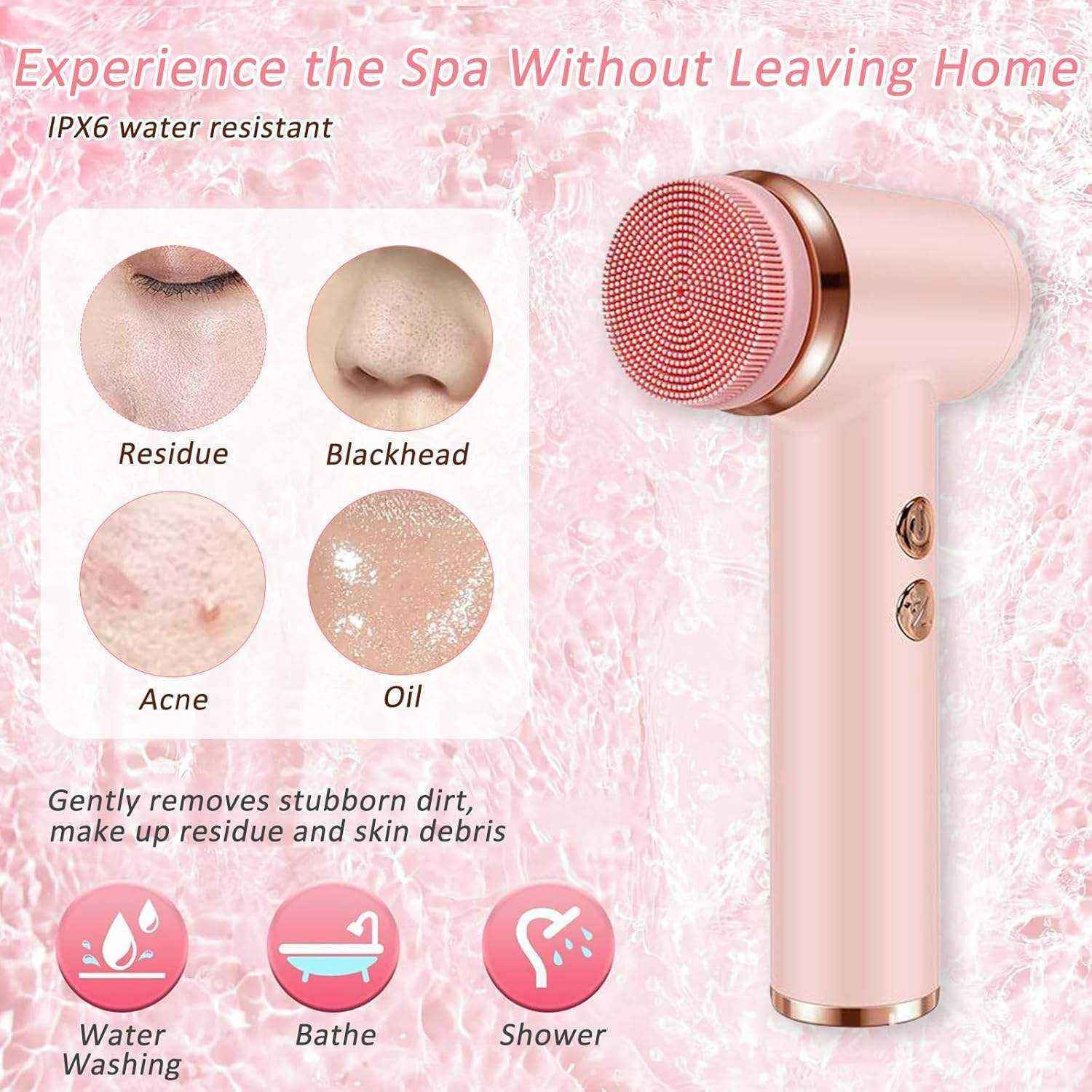 Deep Cleansing Silicone Vibration Facial Brush Pore Cleaner Electric Face Scrubber Exfoliating Sonic Vibration Massage Home Use