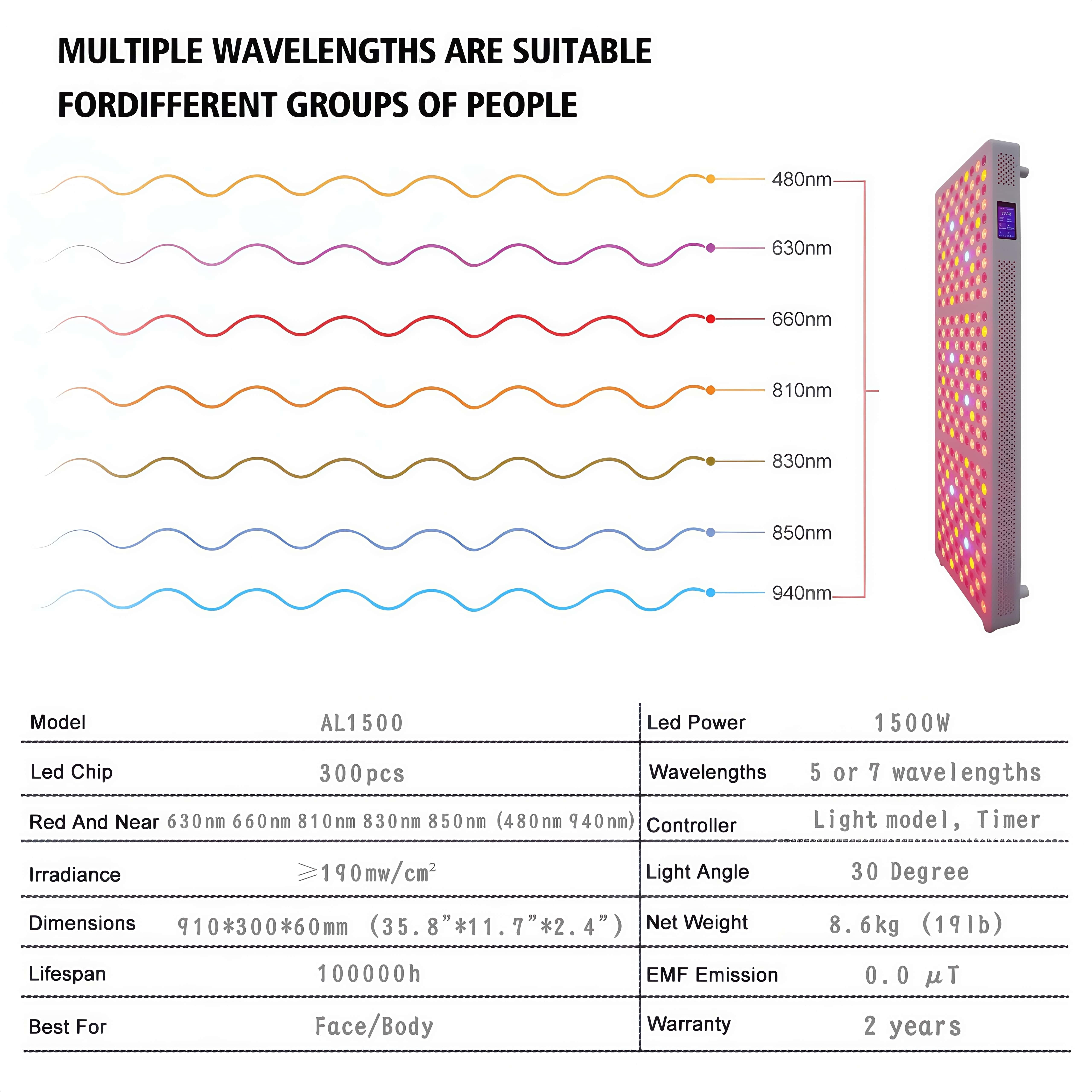 AZURE Home Use Full Body Face Beauty Device Led Red Light Therapy Panel Customizable OEM/ODM For Head Hand Treatment US IT ZA CN