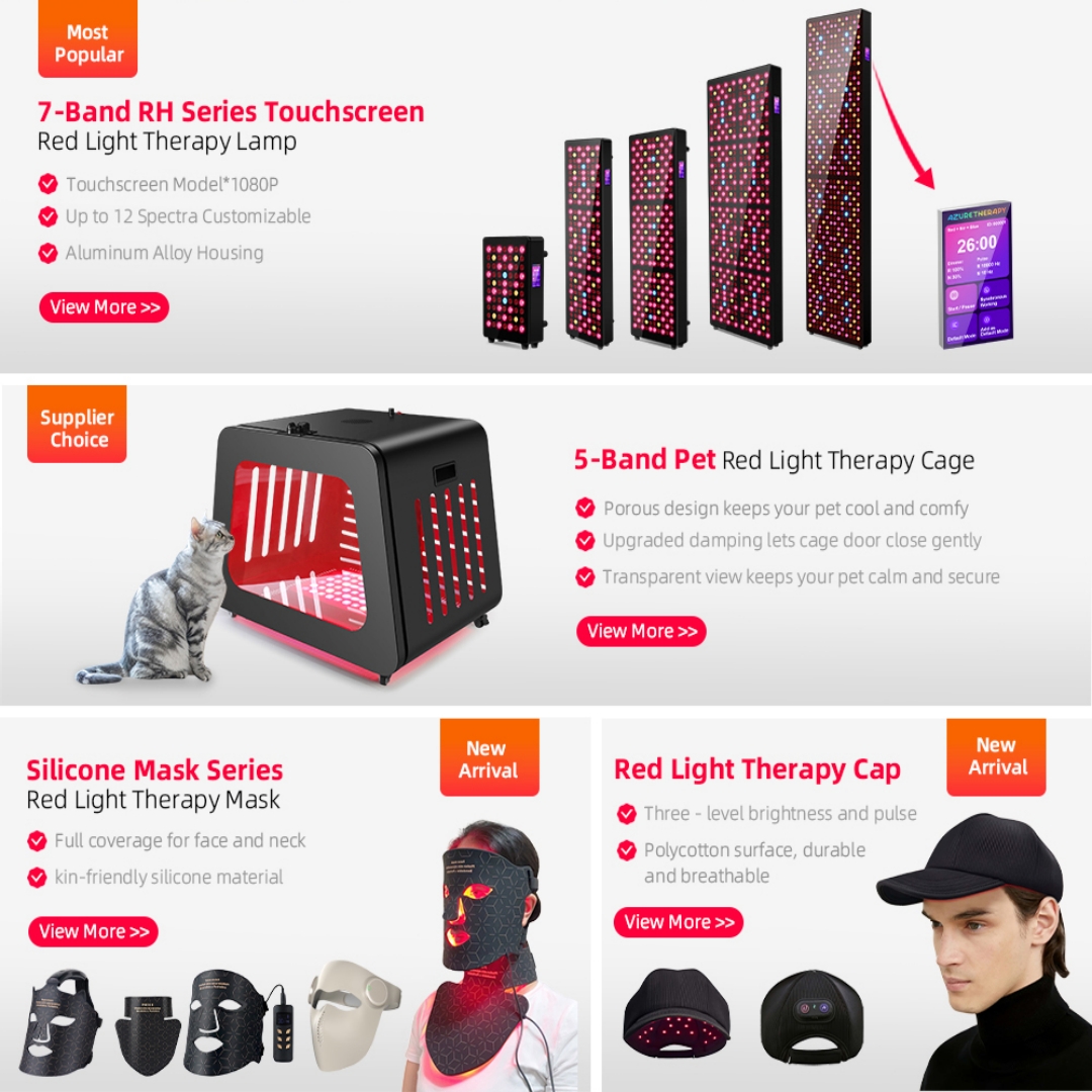 AZURE OEM ODM 7 Wavelength Touch Screen Salon Sauna Face Body Skin Care PDT Machine Infared Device Led Red Light Therapy Panel