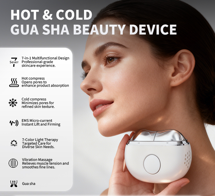 OEM ODM New Model Face Neck Care Beauty Device Facial Sculpting Tool 7 Modes Heat Cold Vibration Massager For Face Neck Lifting