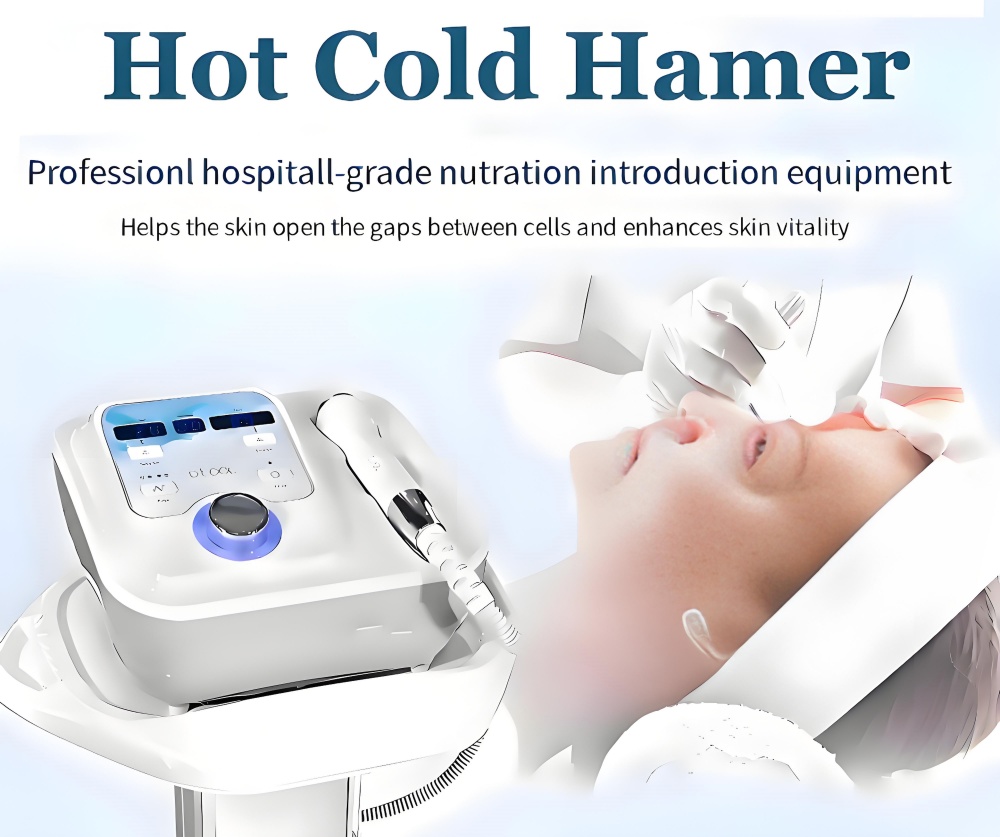 Cool Warm Shrinking Pores Massager Skin Firming Face Toning Device Facial Machine Hot Cold Hammer Electroporation Technology for