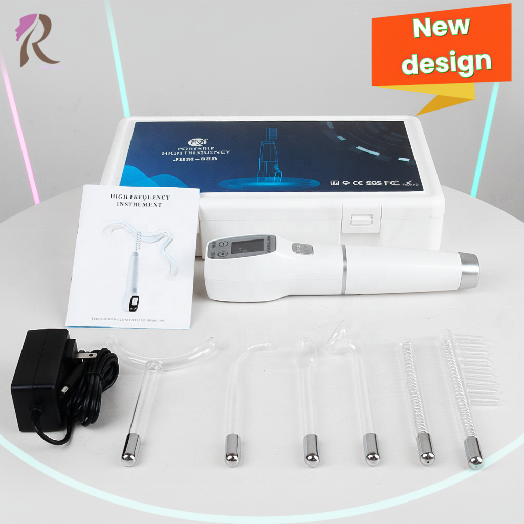 High Frequency Wand 6 in 1 Handheld Facial Machine with LCD Screen for Acne Removal Skin Tightening and Hair Loss Treatment