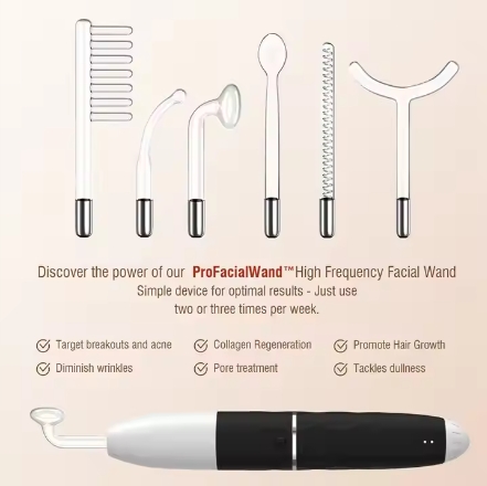 Wholesale Portable Hand Held Electric Acne Treatment Skin Care Facial Wand High Frequency Waterproof ABS Electrode Tubes IT Plug
