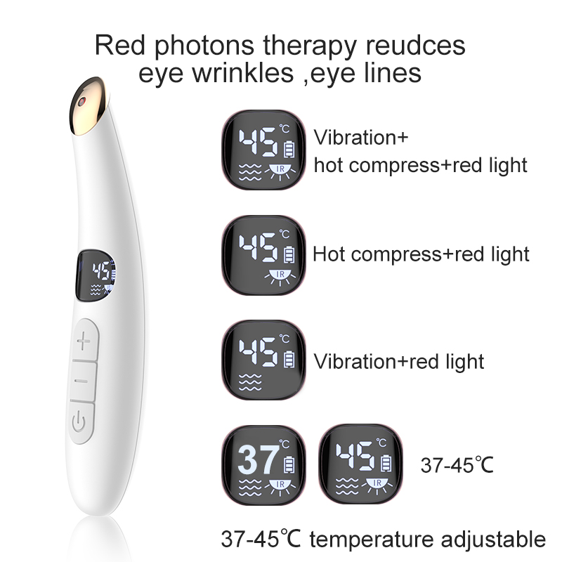 Professional 3-in-1 LED Under Eye Massager Heated Eye Wand For Puffiness &amp; Fine Lines