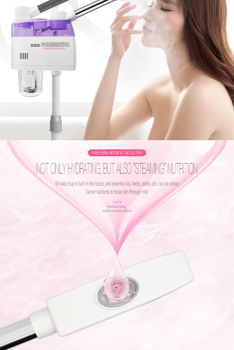 Face Steaming Device 2 in 1 Nano Ionic Hot Professional Spa Luxury Stand Ozone Steam Manual Facial Machine Steamer