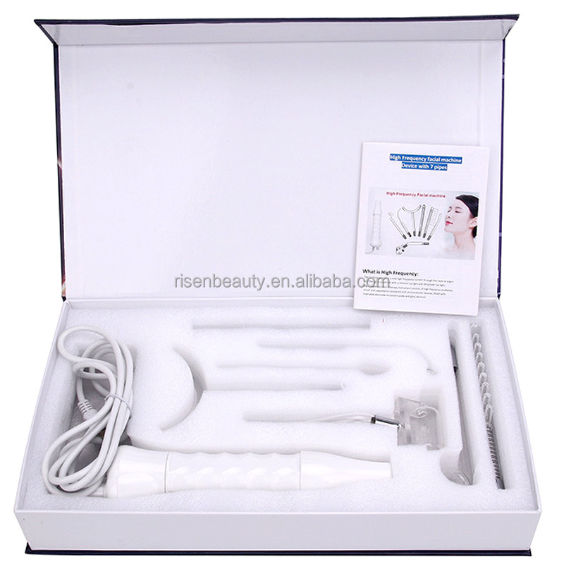 Handheld Skin and Hair Care High Frequency Facial Machine 7pcs Heads Acne Removal and Skin Lifting High Frequency Facial Wand