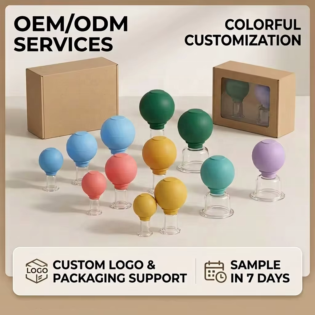 Custom Cupping Therapy Massage Silicone Facial Cupping Cups For Face Lift 4pcs Glass Facial Cupping Set