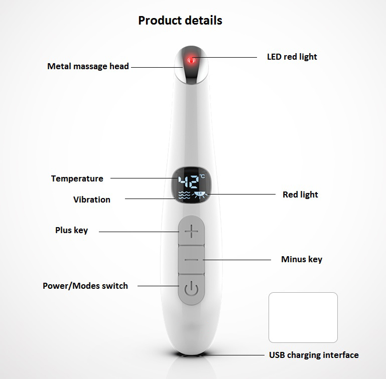 Professional 3-in-1 LED Under Eye Massager Heated Eye Wand For Puffiness &amp; Fine Lines