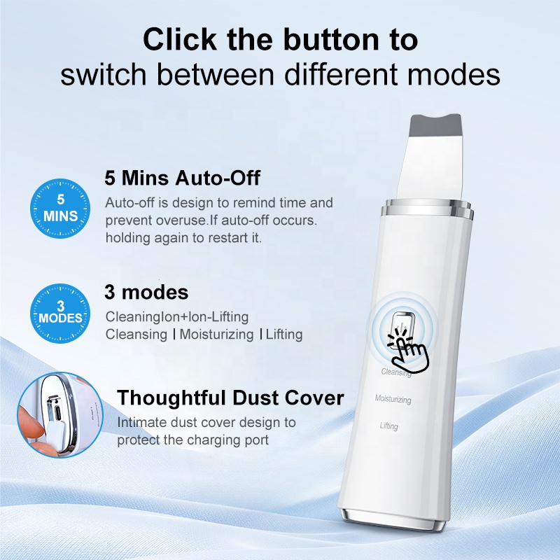 Skin Scrubber For The Face Blackhead Remover With 3 Modes Facial Wash Spatula Skin Cleanser For Facial Cleansing Device