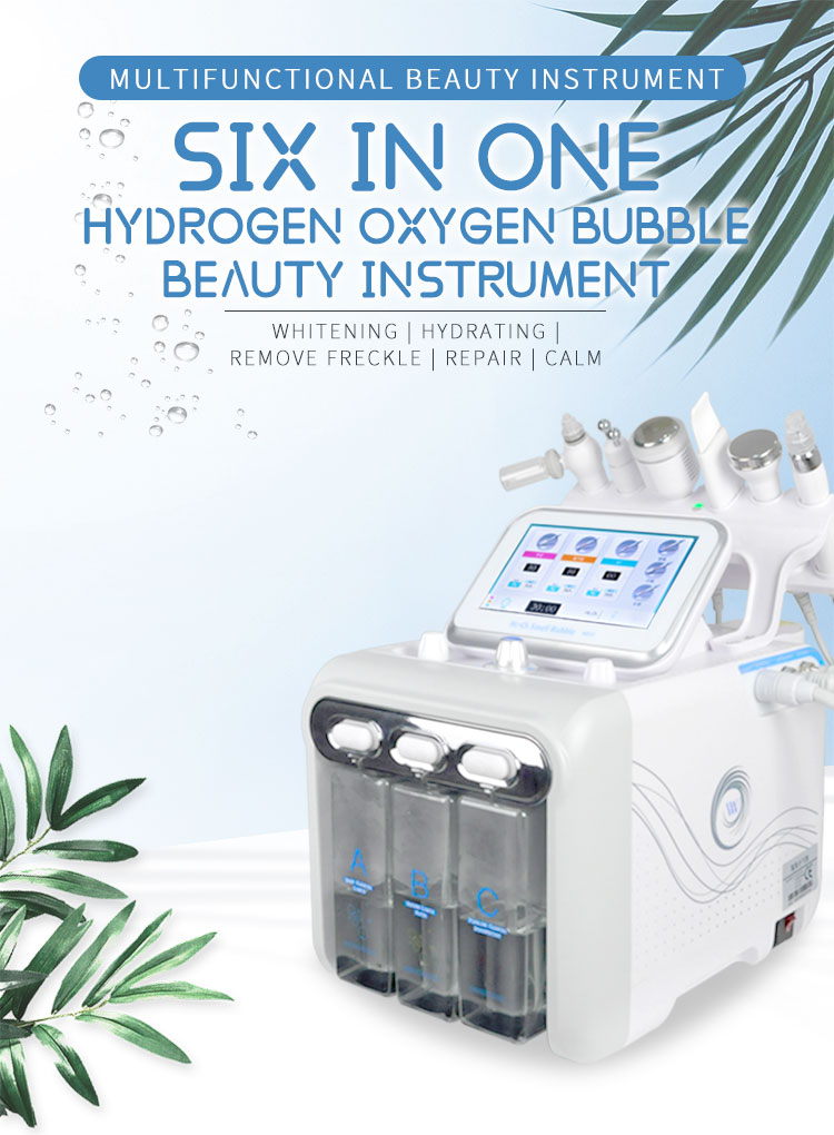 Hydro 6 in 1 Small Bubble H2O2 Hydrogen Oxygen Jet Beauty Device Skin Cleansing Dermabrasion Facial Machine