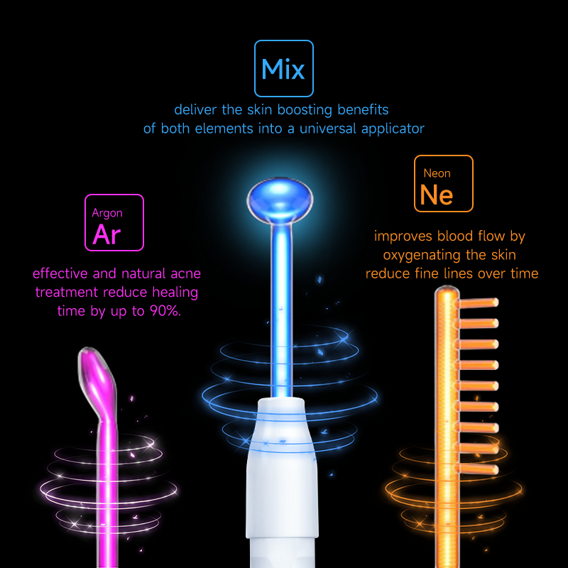 Hot Sale 6 In 1 Portable Nuderma Clinical High-frequency Skin Therapy Wand Argon Hands Neck Face Massager, Face Sculpting Tool