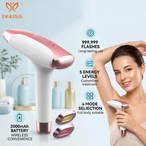 PAKISS Rechargeable Wireless IPL Hair Reduction Device With Interchangeable Acne Care And Skin Revitalization Heads