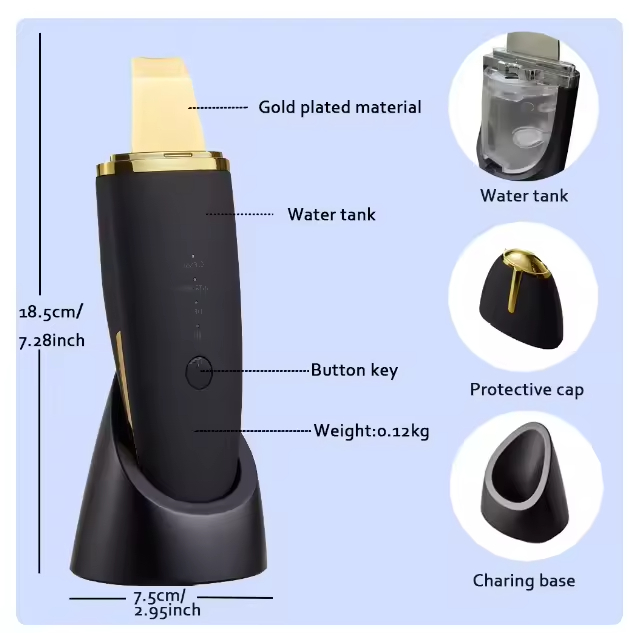 Cold Plasma Ultrasonic 24kHz Nano Blackhead Remover Pore Cleaner Face Body Deep Cleansing Tool IPX5 Waterproof Home Use Beauty