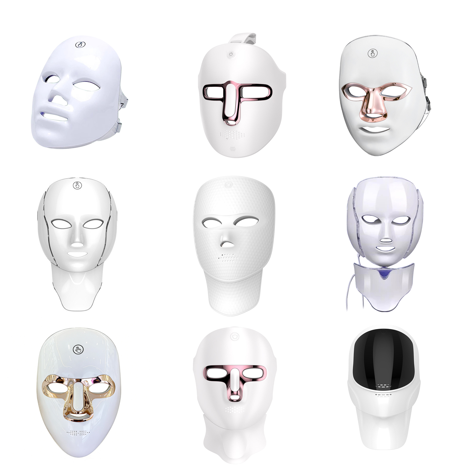 NQK OEM Hand Held LED Red Light Therapy Face Mask USB-C Rechargeable Infrared Beauty Device with 7 Colors for Salon Spa Use
