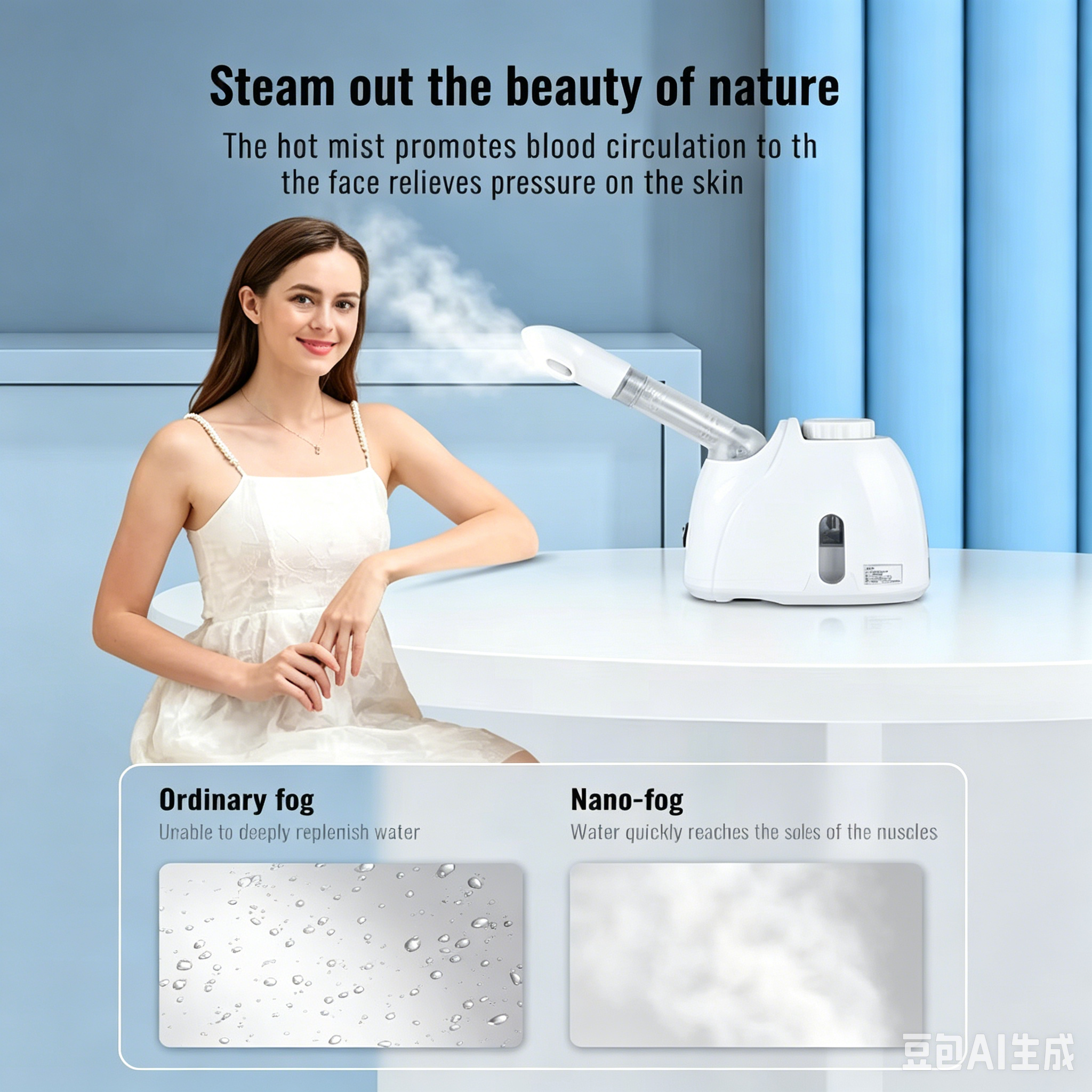 Portable Home Use Nano Ionic Facial Steamer Beauty Spa Face Massager Face Steamer