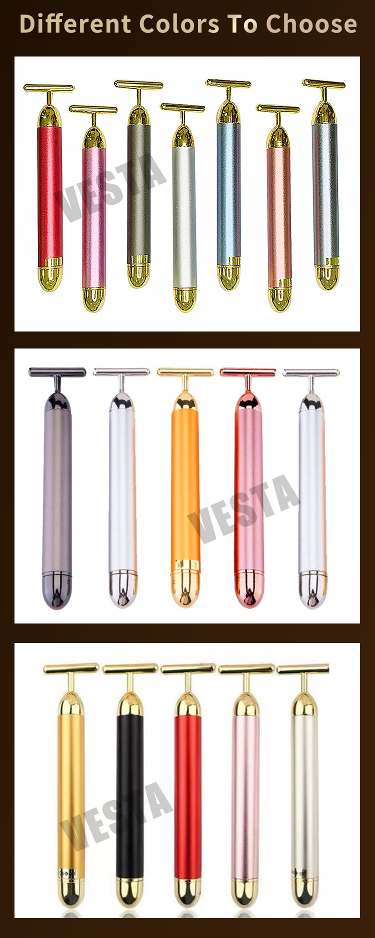 24K Gold T-Shaped Electric Beauty Stick V-Face Eye Massager For Skin Tightening And Slimming Facial Eye Lifting Tool