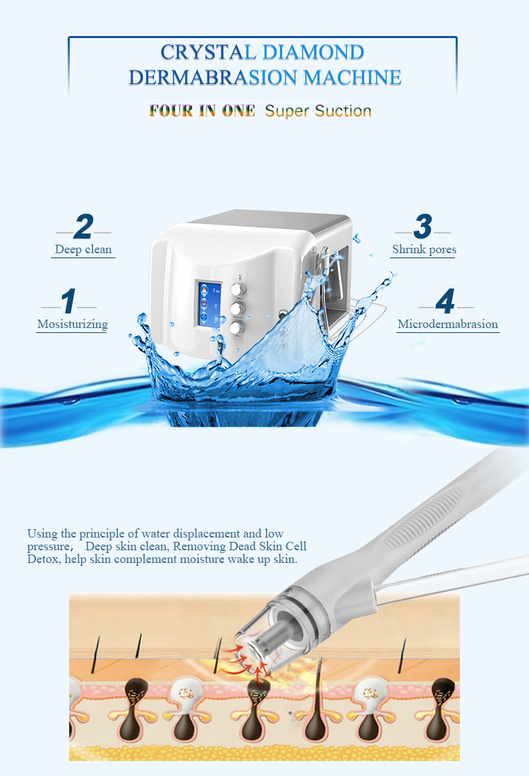 Best 2 In 1 vacuum facial skin cleaning blackhead remover water spray diamond crystal tips microdermabrasion machine for spa