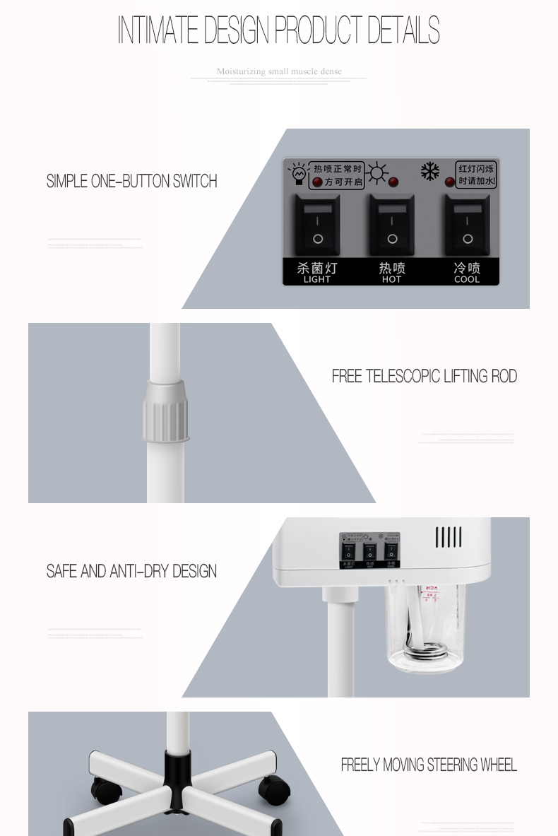 Face Steaming Device 2 in 1 Nano Ionic Hot Professional Spa Luxury Stand Ozone Steam Manual Facial Machine Steamer