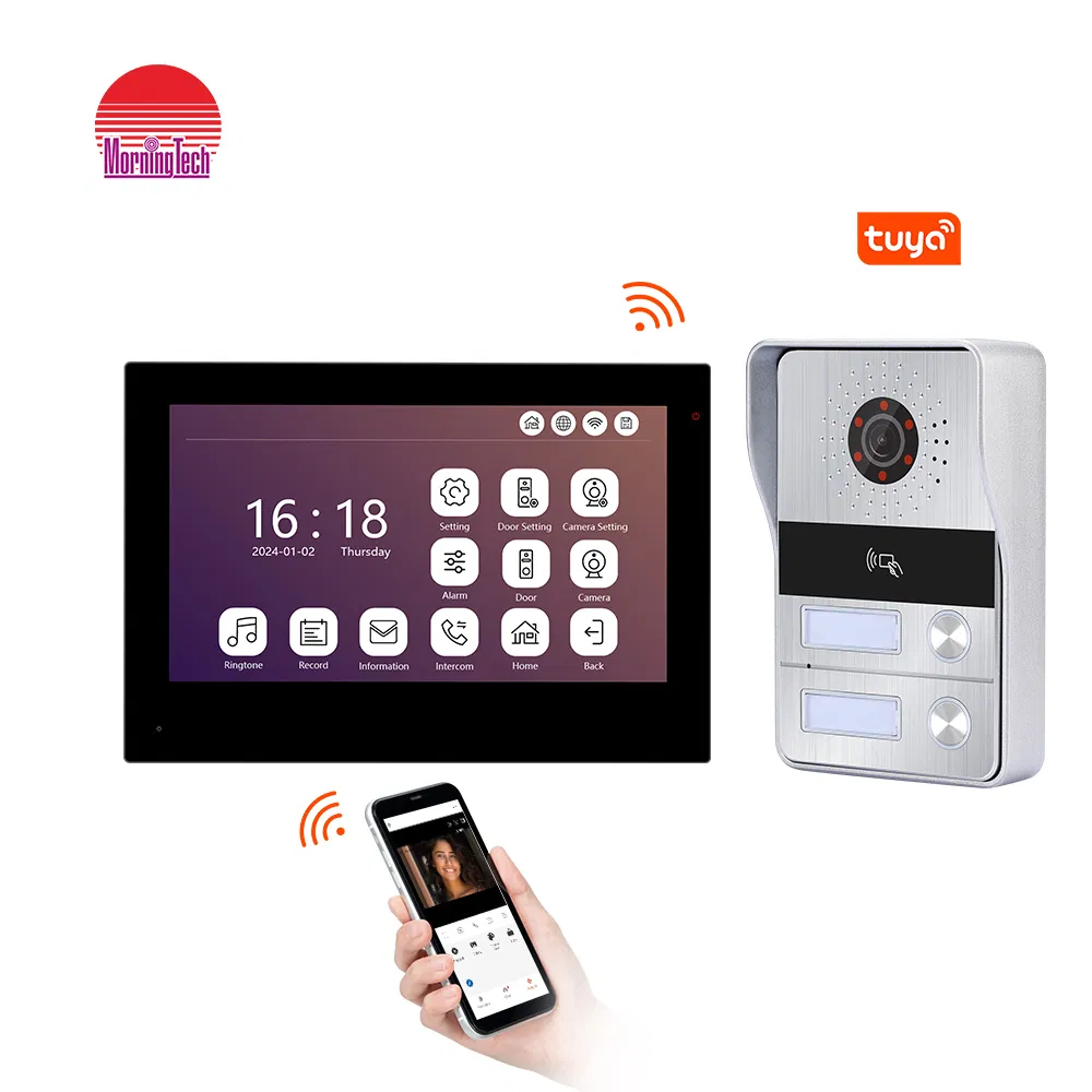 Android Ios APP Video Intercom 7 Inch WiFi Video Door Bell Intercom System with 2 Family Multi Apartments