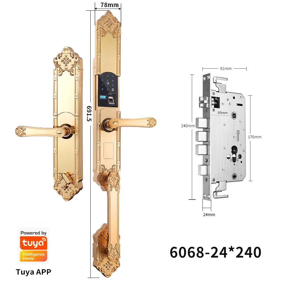 Villa Door Smart Lock Fingerprint Keyless Entry Remote APP Unlock Password System for Sliding or Wooden Doors