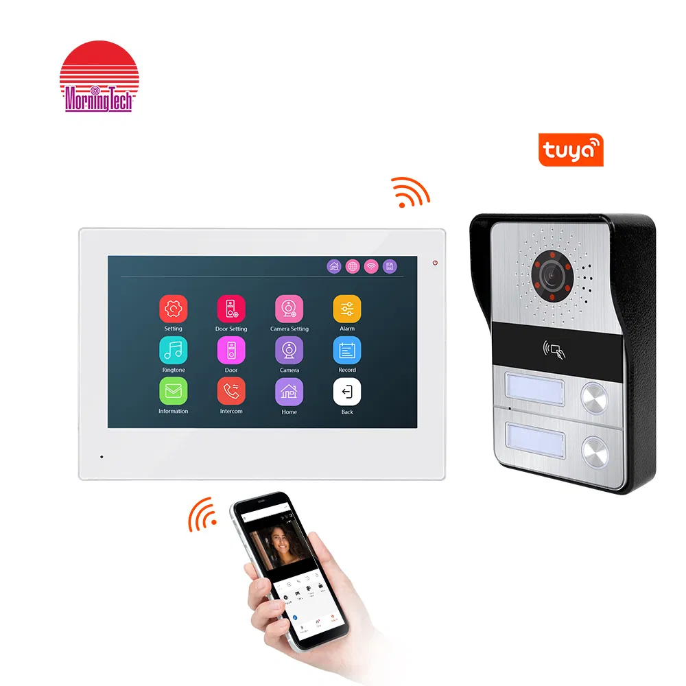 Android Ios APP Video Intercom 7 Inch WiFi Video Door Bell Intercom System with 2 Family Multi Apartments
