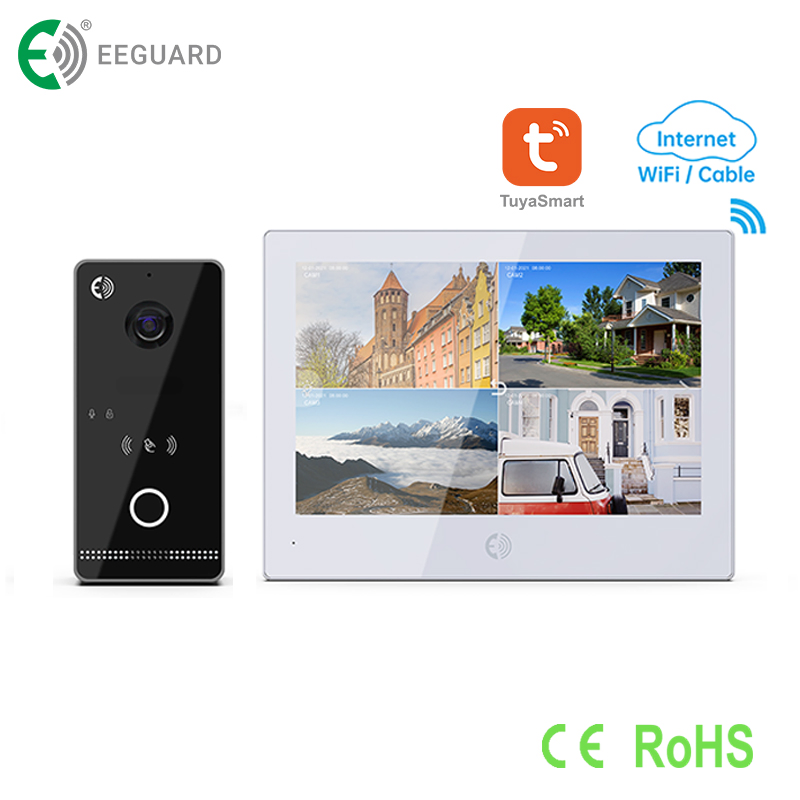 TCP/IP 8'' Home Security Poe Video Doorphone Tuya Touch Screen Intercom System