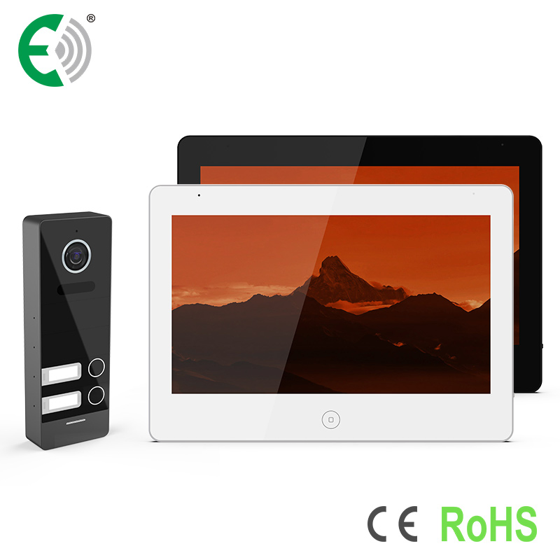 4-Wire 10.1"HD Touch Screen Apartment Security Video Doorphone Intercom System for 2 Family