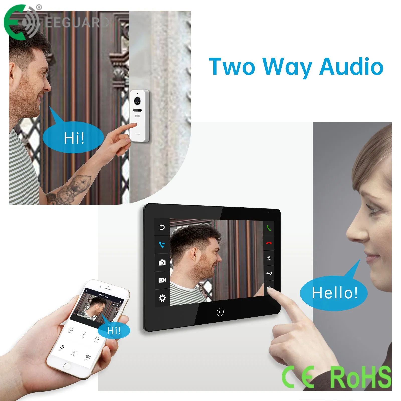TCP/IP 10.1" IP66 RFID Unlock Wi-Fi Tuya Smart Intercom System Video Doorphone