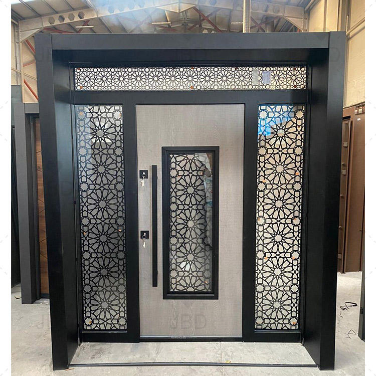 Exterior Entrance Metal Aluminium Alloy Fence and Gates Design Outdoor Automatic Aluminum Profile Slat Double Swing Entry Gate