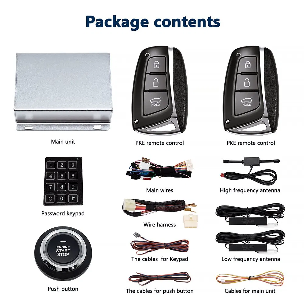 Keyless Entry Car Alarm System for Push Button Start, Remote Engine Starter &amp; Universal Compatibility