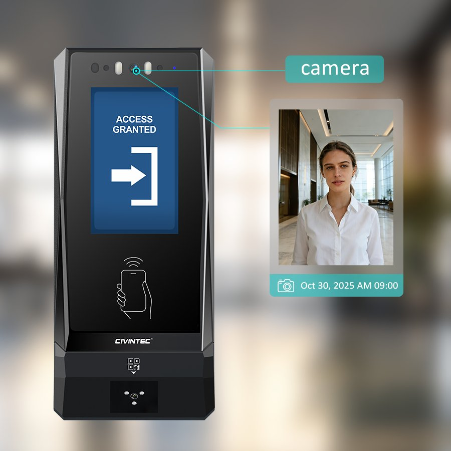 CT10 Waterproof 3.5 Inch Touch Screen RFID NFC 4G WiFi Camera Access Control System with Visitor Qr Code Scanner