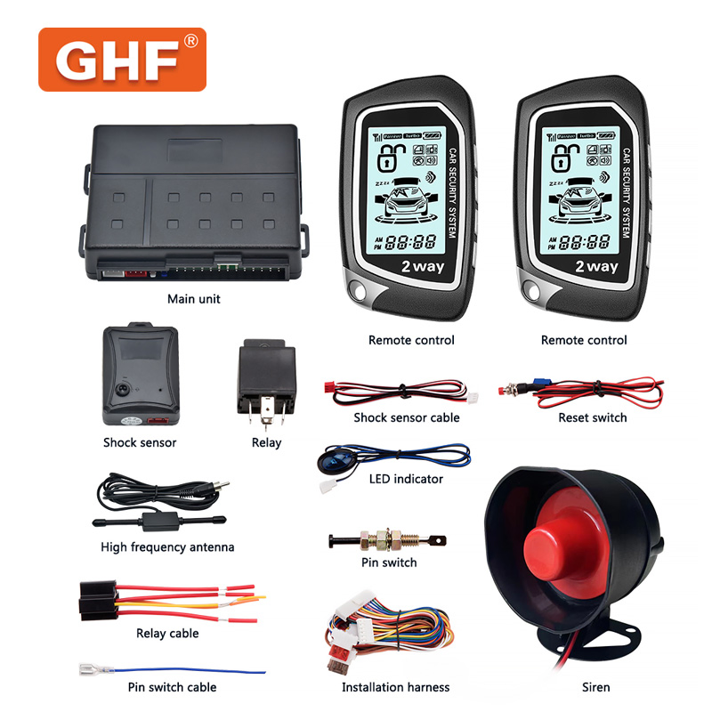 Two Way LCD Smart Key Engine Start Stop Keyless Entry Remote Control System Central Car Alarm System for Ford KIA Volkswagen