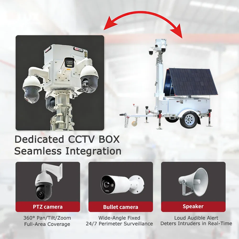 Solar Surveillance Trailer with Integrated CCTV System for Remote Security Monitoring