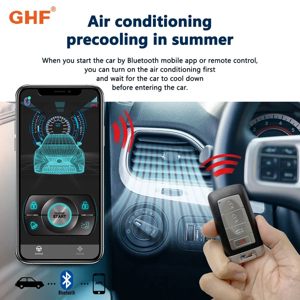 12V Universal One Way Pke Car Alarm System with Bluetooth APP Remote Engine Start Car Security Accessories