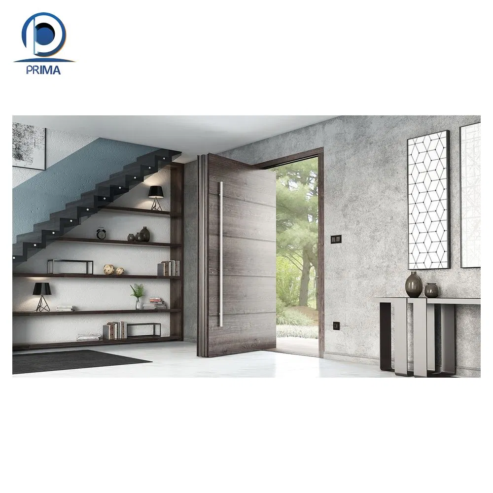 Modern Luxury Design Wooden Slat Hidden Entrance Pivot Entry Door for Villas