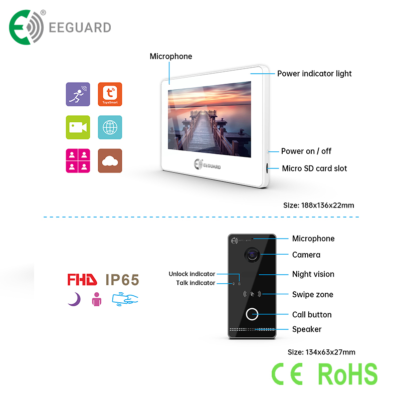 Tuya Smart Video Door Phone System with RFID Unlock for Villa Intercom