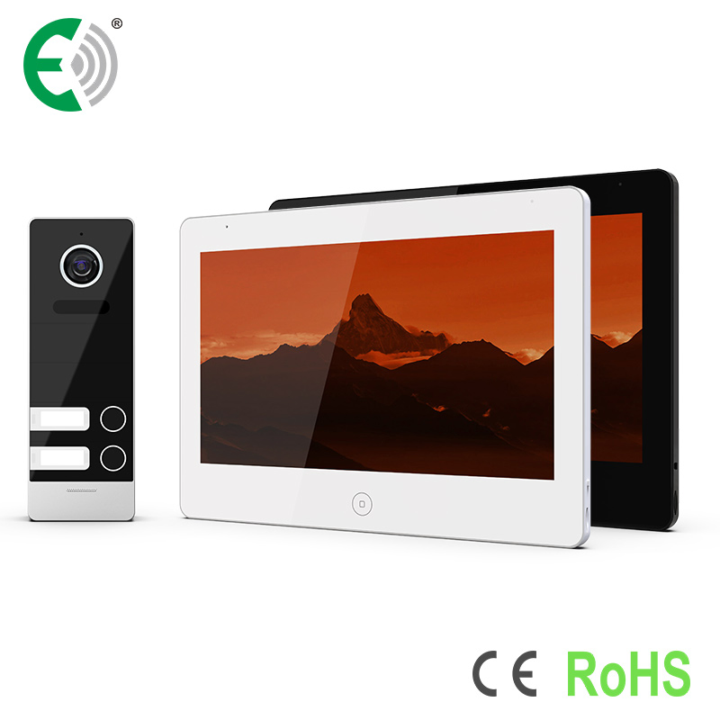 4-Wire 10.1"HD Touch Screen Apartment Security Video Doorphone Intercom System for 2 Family