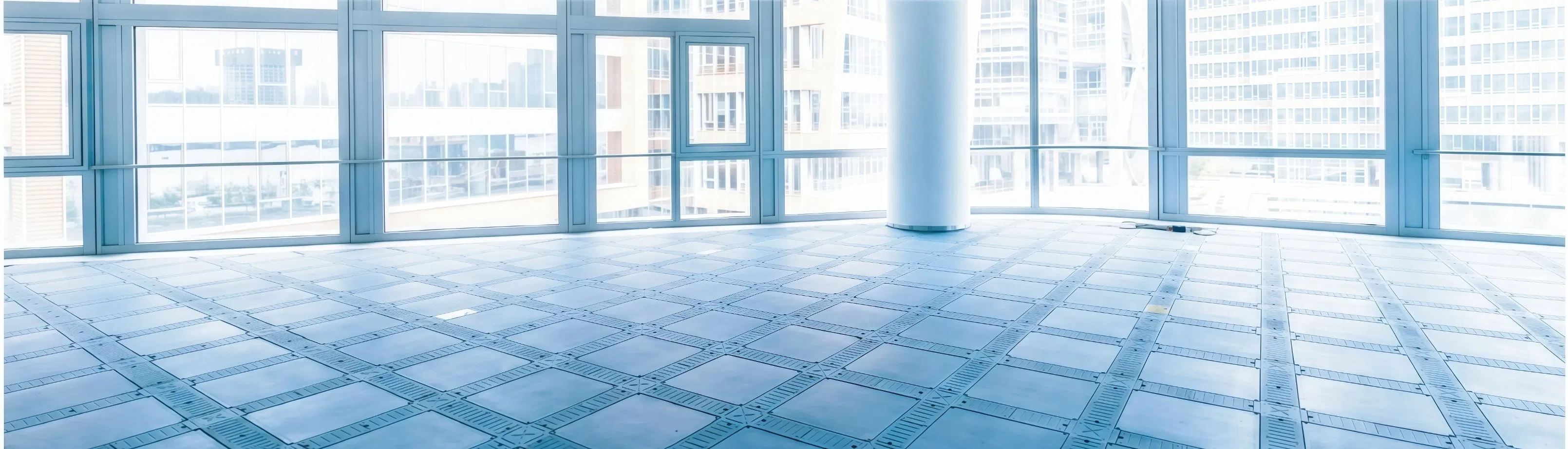 Channeled Steel Grid Raised Floor System with Network Infrastructure Support