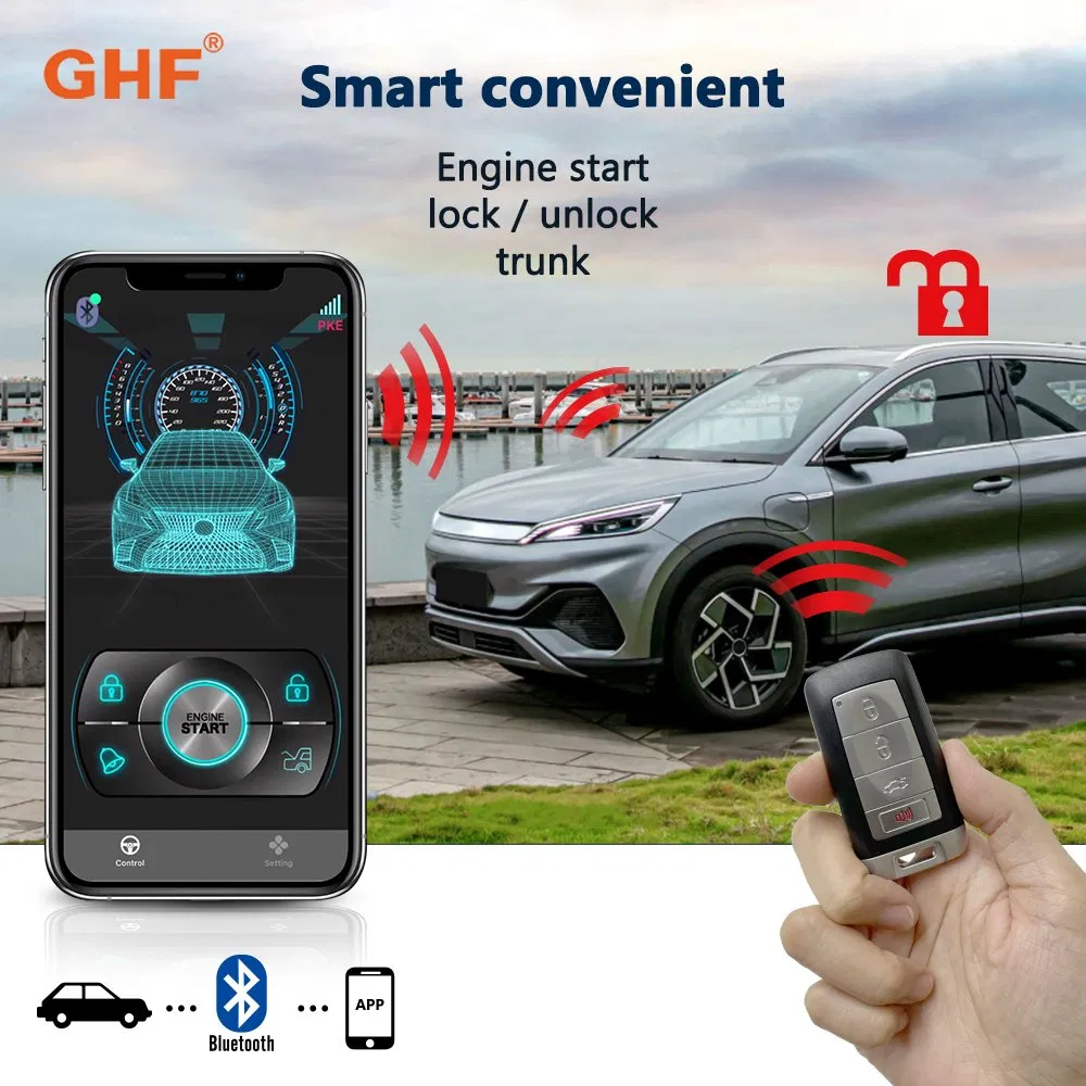 12V Universal One Way Pke Car Alarm System with Bluetooth APP Remote Engine Start Car Security Accessories