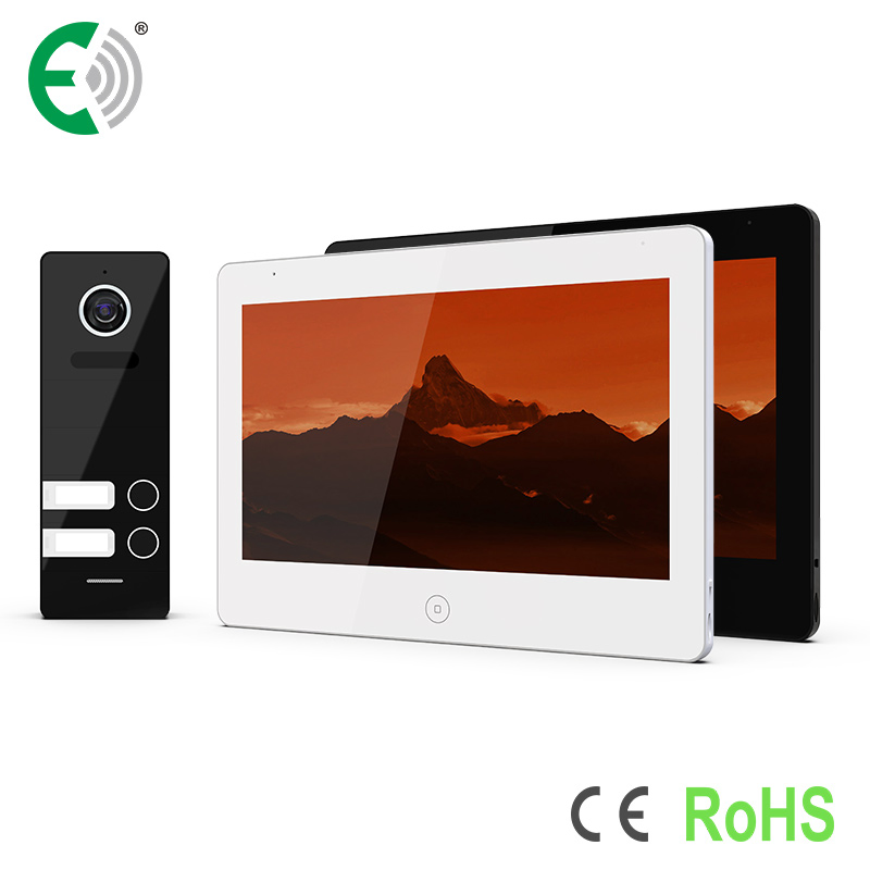 4-Wire 10.1"HD Touch Screen Apartment Security Video Doorphone Intercom System for 2 Family