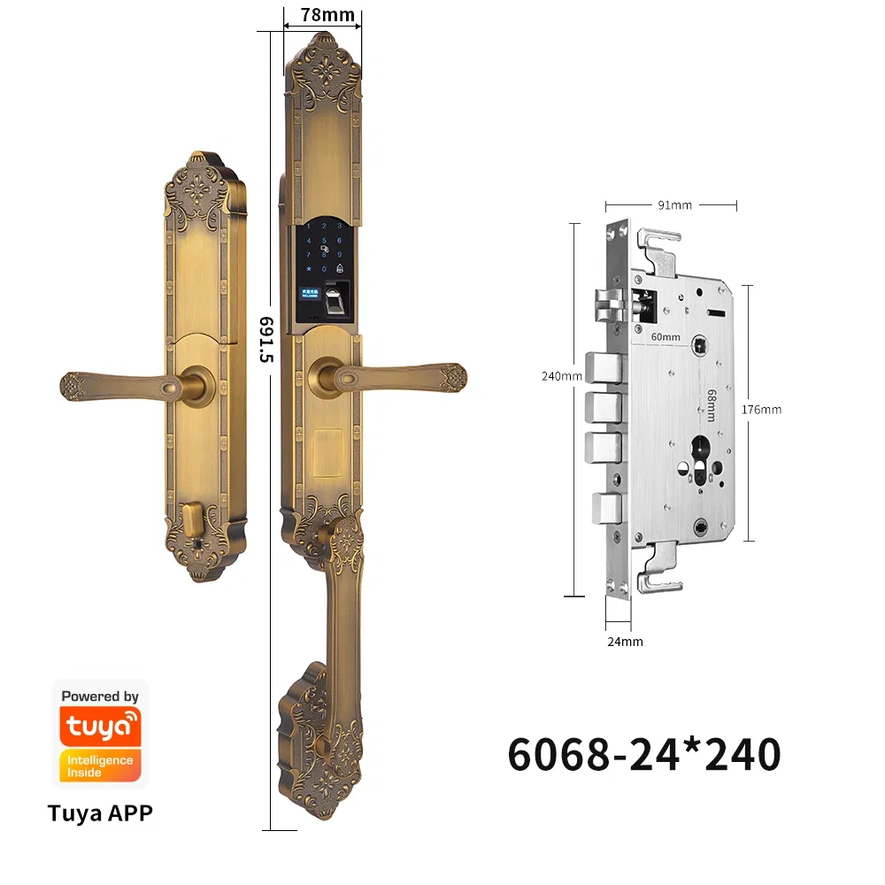 Villa Door Smart Lock Fingerprint Keyless Entry Remote APP Unlock Password System for Sliding or Wooden Doors