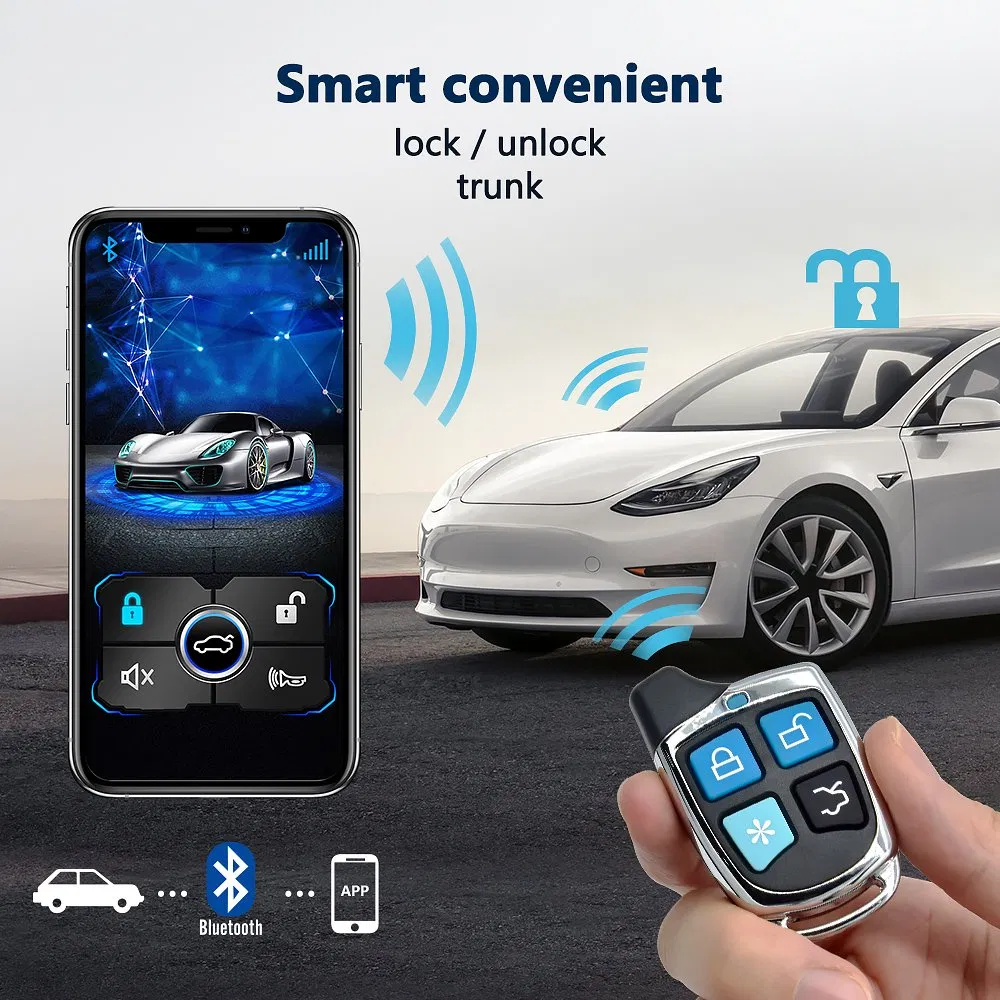 Bluetooth Car Alarm System with 433.92/370/315MHz Pke Automatically Unlock Lock Keyless Entry