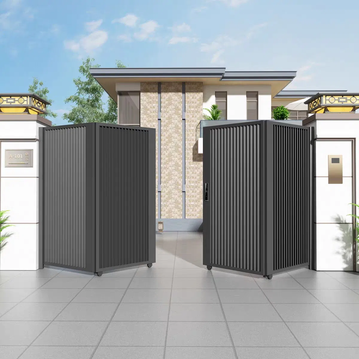 Hot Sale Main Gate Entrance Doors Aluminum Wooden Security Exterior Front Entry Modern Pivot Door for Houses